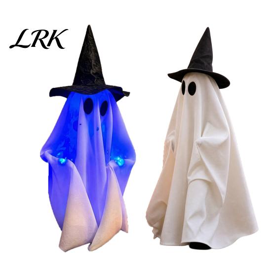 Light Up Ghost Decoration Halloween Walking with Sound, Witch Hat Animated Fantasy Ornament Prop, Talking Haunted House Decor for Party Night