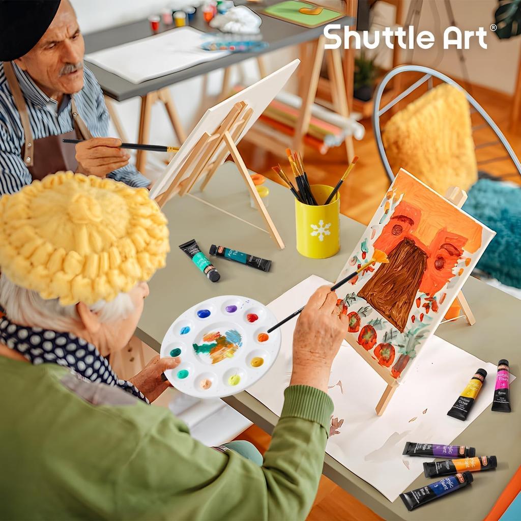 Shuttle Art Acrylic Set with 15 Includes Wooden Canvas and and Perfect for and Tole Suitable for and Perfect for and Paints, 69-Piece Colors, Easel,