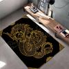 Golden Dragon Patterned Black Carpet with Modern Abstract Oriental Style Suitable for Use As an Anti-slip for Living Room Bedroom Sofas