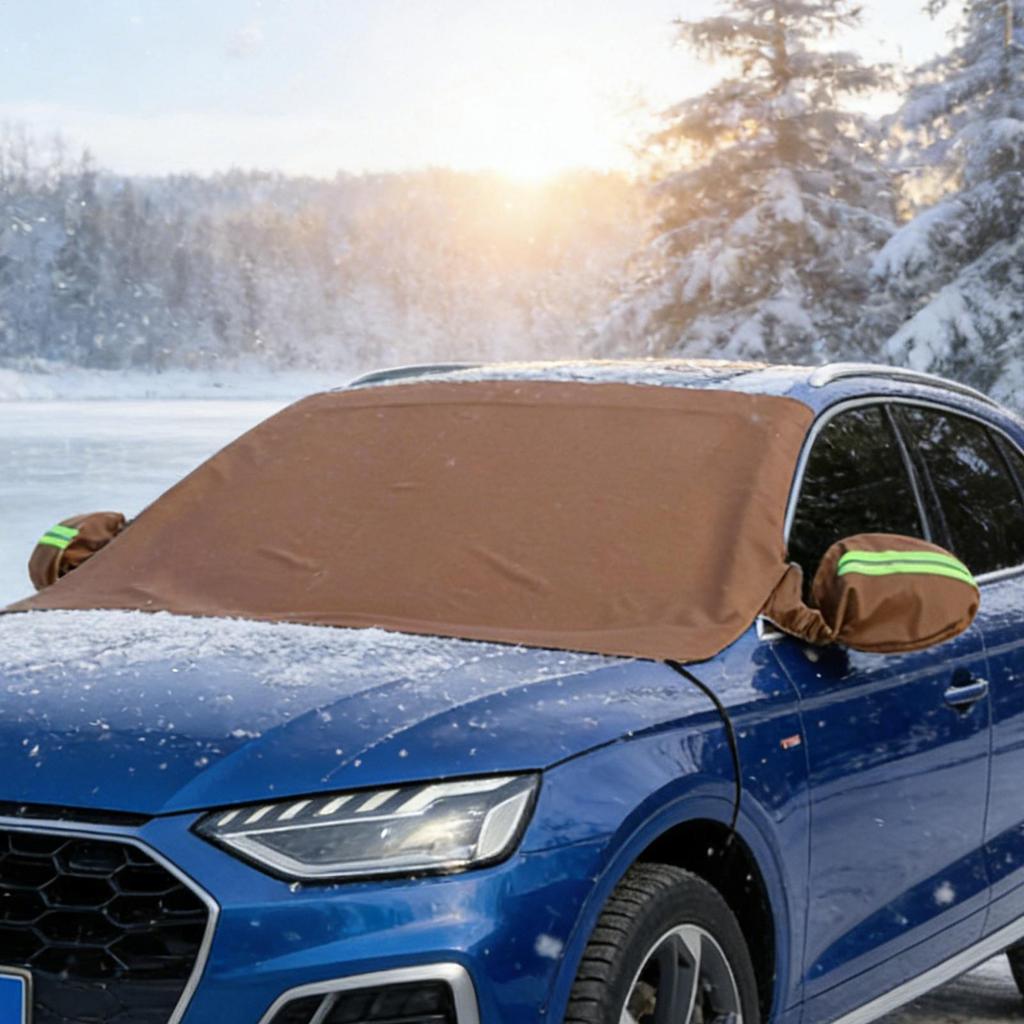 Auto Windschutzscheibenabdeckung PU-Leder Winddicht Wasserdicht Auto Zubehör Windschutzscheiben Schnee- und Eisabdeckung für Limousinen Winter Sommer