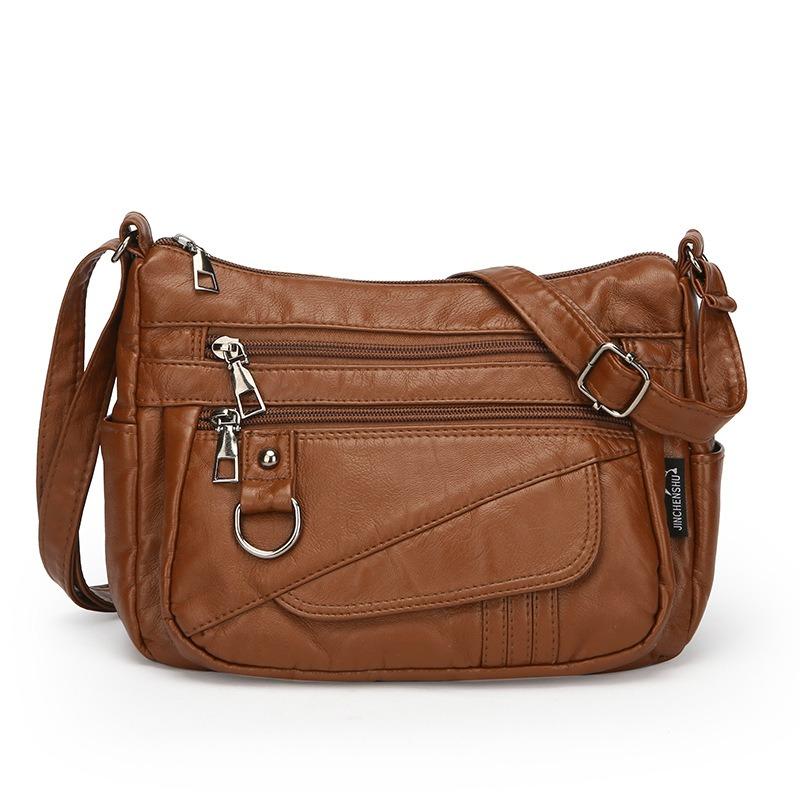 Large Capacity Single Shoulder Lightweight Soft Leather Crossbody Bag