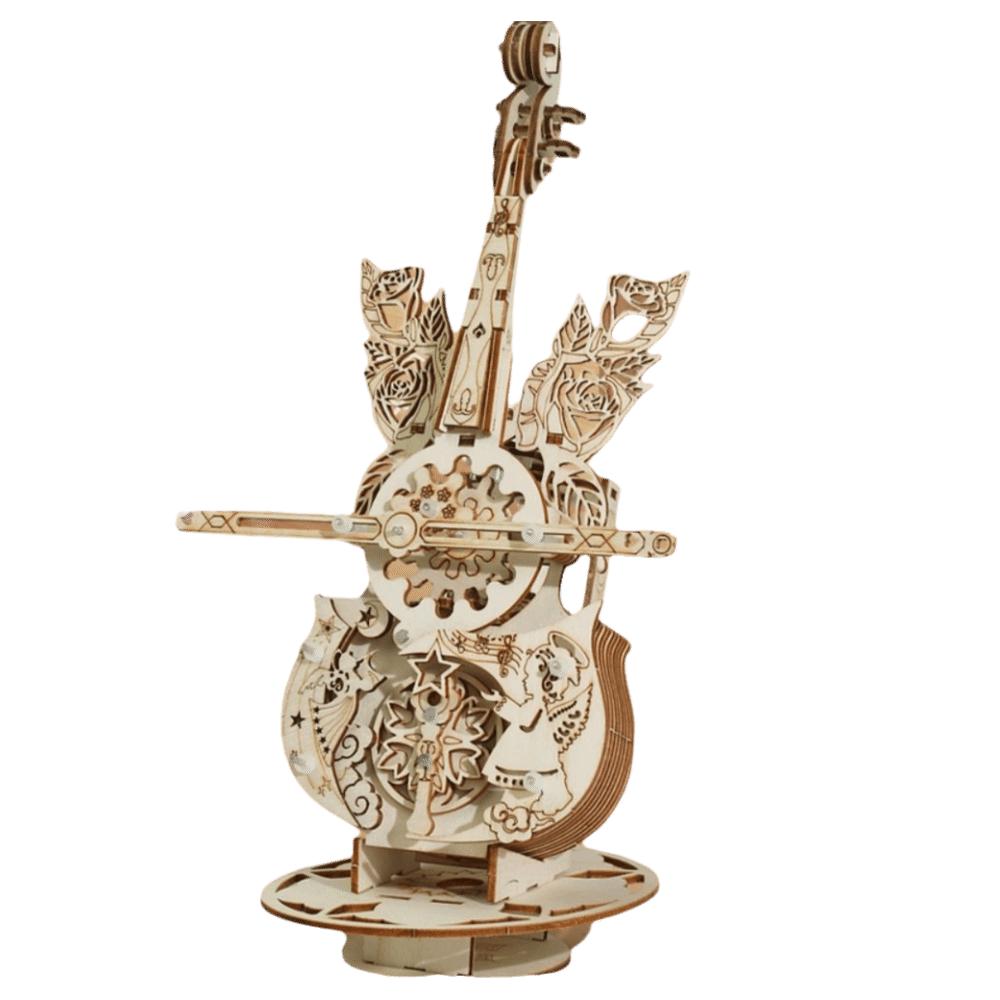 For Kids Graffitiable 3D Puzzle DIY Design Instrument Building DIY Assembly Wooden Material Wooden Cello Model For Teens