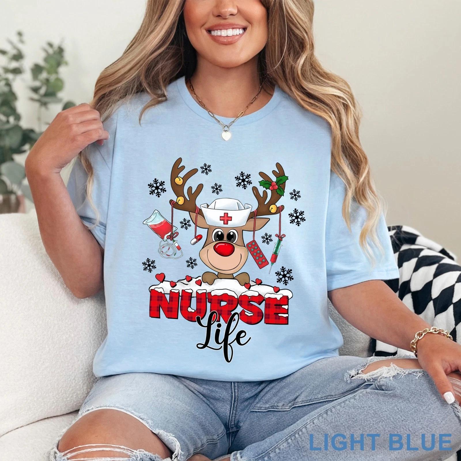 Nurse Life Christmas Shirt, Reindeer Nurse Shirt, Holiday Nurse Shirt, 203778 M