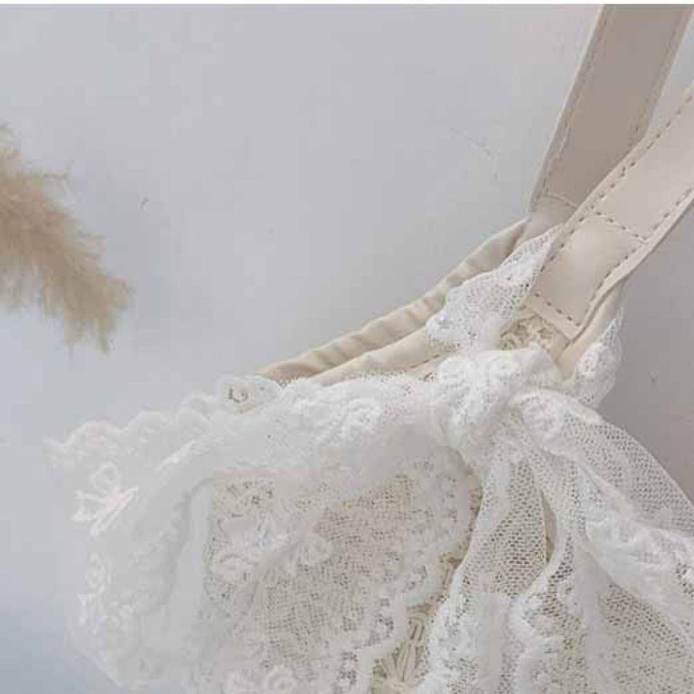 S krajkou a stuhou Taška přes rameno Korejský styl Velkokapacitní taška Nákupní Jednoduchá plátěná kabelka Práce