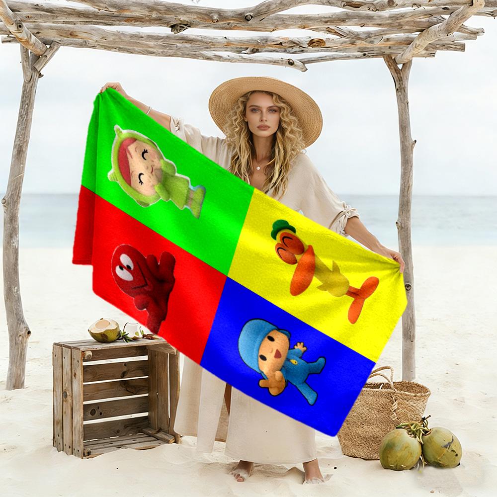 Pocoyo Beach Towel Super Soft Microfiber Quickdry Fabric Comfortable Lightweight Suitable for Swimming, Gym, Camping, Yoga Vacation