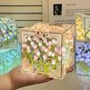 DIY Handmade Tulip Mirror Cube Lamp Simulation Flower Bedroom Sleeping Table Lamp Craft Tulips Mirror Night Light Birthday Gift