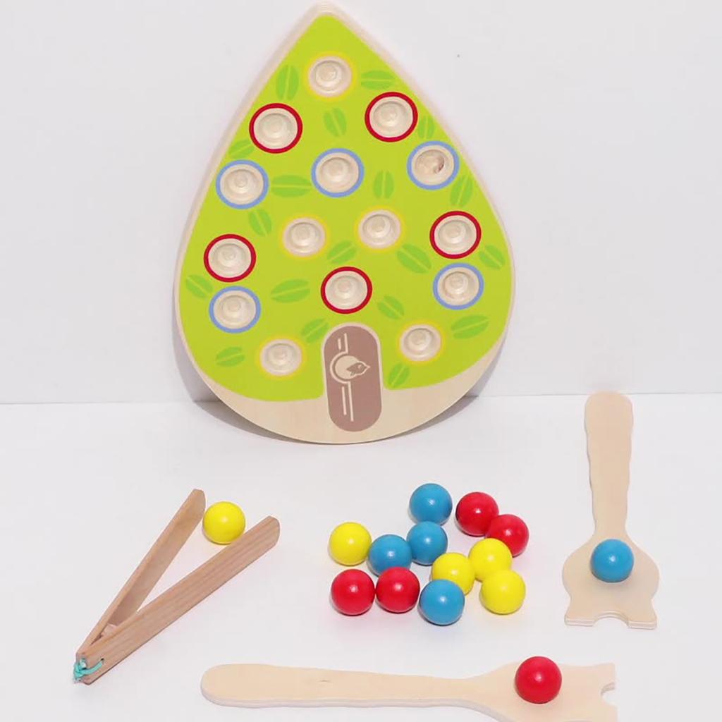 Wooden Fun Color Matching Clip Beads Exercise Concentration Training Parent-child Interactive Table Game Educational Toys