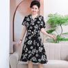Mutter Sommerkleid neu mittelalterliche Frauen große Größe langer Rock High-End atmosphärisch dicke MM kurzärmelig großer Schwingrock