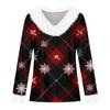 Women's T Shirt Tee Christmas Shirt Long Sleeve Party Christmas Print Fleece Collar V Neck Top
