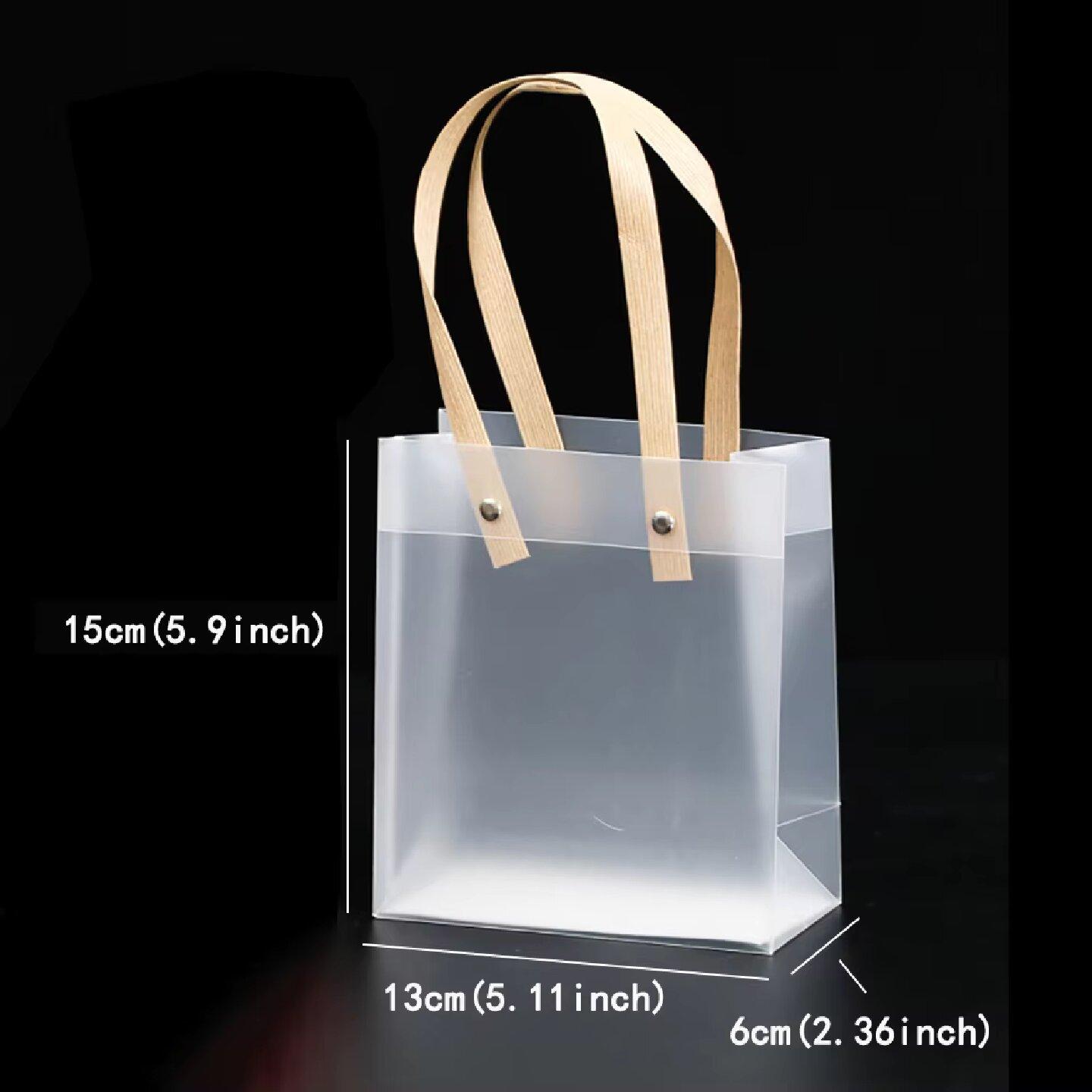 10PCS Transparent Frosted Plastic Handbag Made of High quality Plastic with Simple and Fashionable Style Transparent Frosted as shown