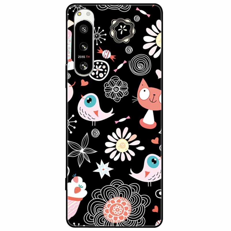 For Sony Xperia 5 IV / 10 IV Case 10IV Soft Black Silicone Forest Painted Phone Back Covers For Sony Xperia 1 IV Case TPU Coque