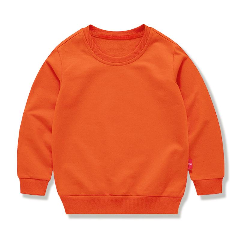 Children's Spring Collection Korean-Style Solid Color Hoodie - Trendy Long Sleeve Round Neck for Boys & Girls