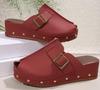 Women's Fish-mouth slippers with thick soled buckle rivets Woman Platform Sandals Wedges Heeled Shoes Sandalias Footwear
