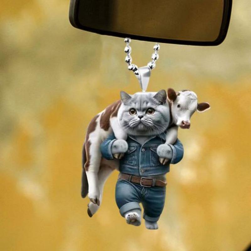 Auto-Rückspiegel-Ornament, schöner Katzenanhänger, Weihnachtsbaum, hängende Dekoration, Acryl, Weihnachtsbaum-Dekor, Auto-Innenausstattung