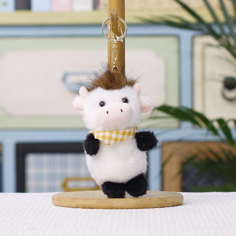 Baby Cow Plush Doll Keyring Soft Cotton Toy For Backpack Decor And Gifts
