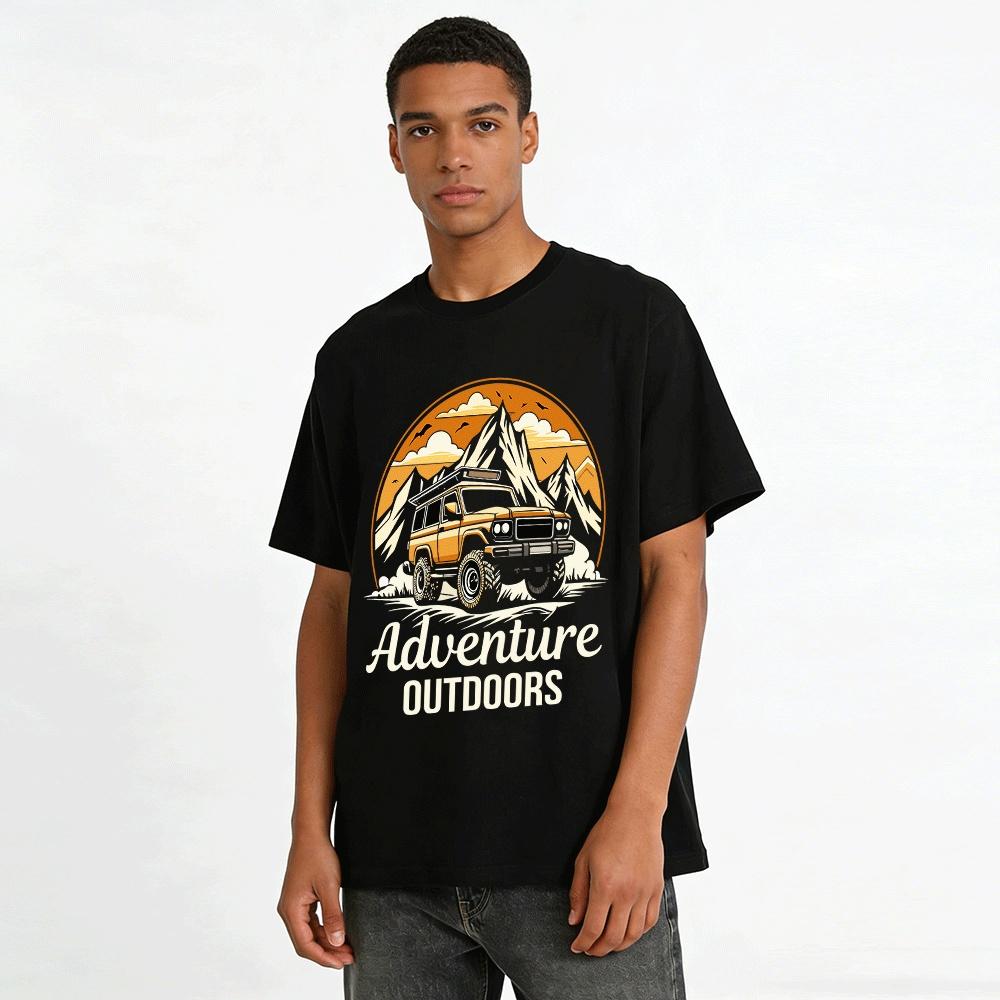 Outdoor Mountain Off-Road Adventure Graphic Casual T-Shirt Pure cotton T-shirt