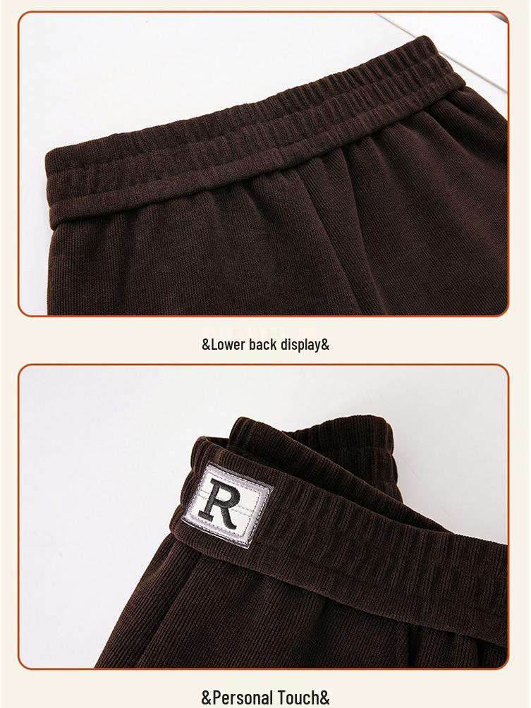 Mom's Fleece-Lined Cotton Pants, Thickened Straight-Leg, Warm Autumn/Winter Trousers for Middle-Aged/Elderly Women.