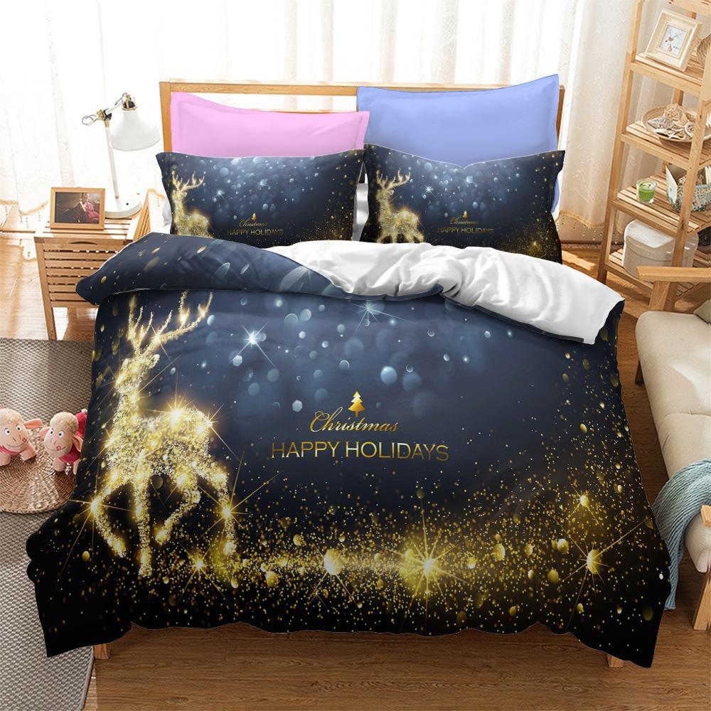 Christmas Series Bedding Three-Piece Home Textile Kit Digital Printing Production