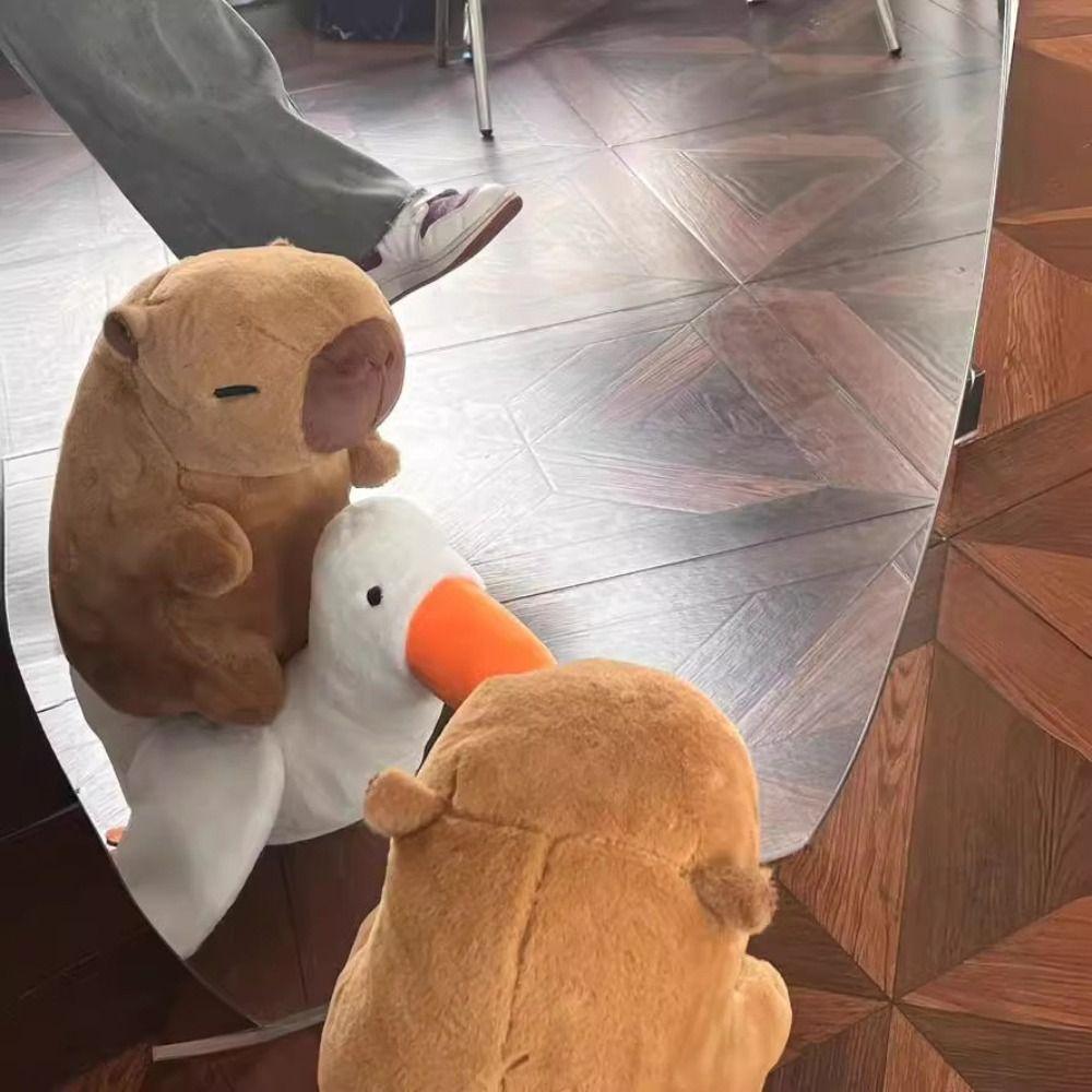 Riding Crocodiles Capybara Anime Fluffty Toy Riding  Goose Capybara Plush Doll  Christmas