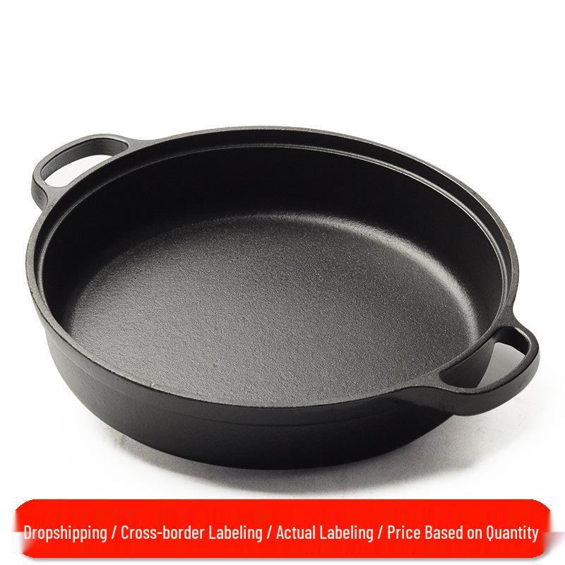 Thickened Non-stick Uncoated Cast Iron Frying Pan for Pancakes, Griddle, Sukiyaki, and Induction Cooker