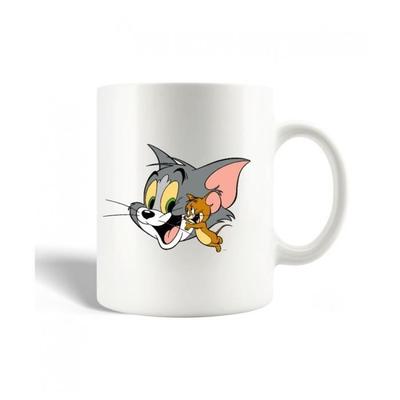 Ceramic Mug - Tom and Jerry - White - 30cl - Dishwasher Safe - 9.5 Cm Height