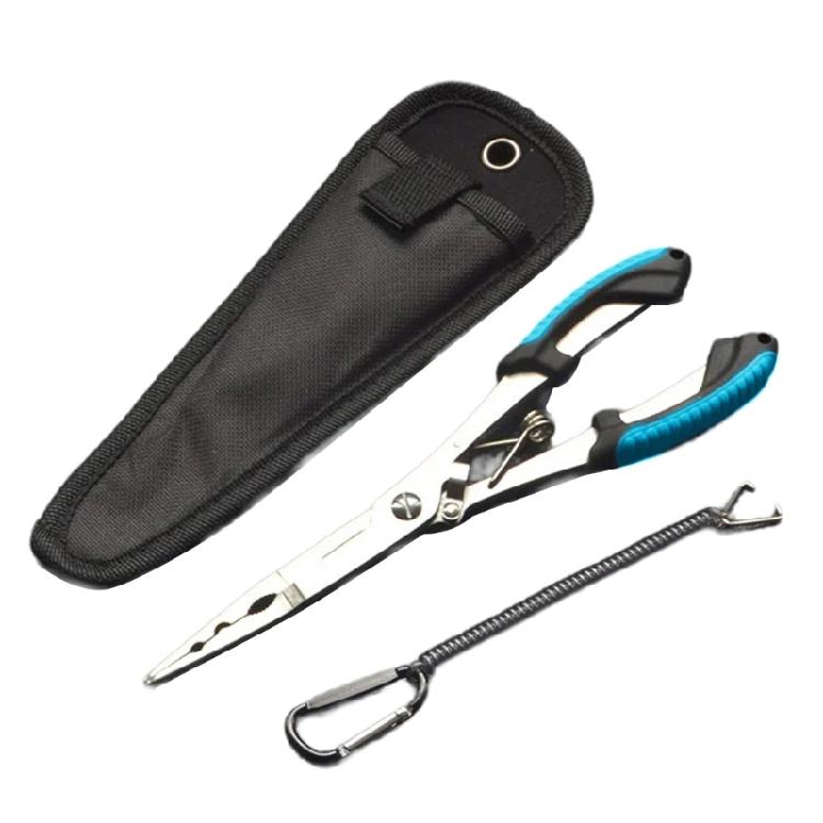 

Fishing Plier Fishing Hook Remover Tool Steel Fishing Tongs Multifunctional Split Rings Plier with Bag and Lanyards Set синій