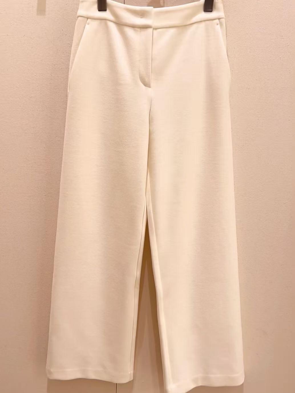 White Corduroy Wide-Leg Pants 2 белый