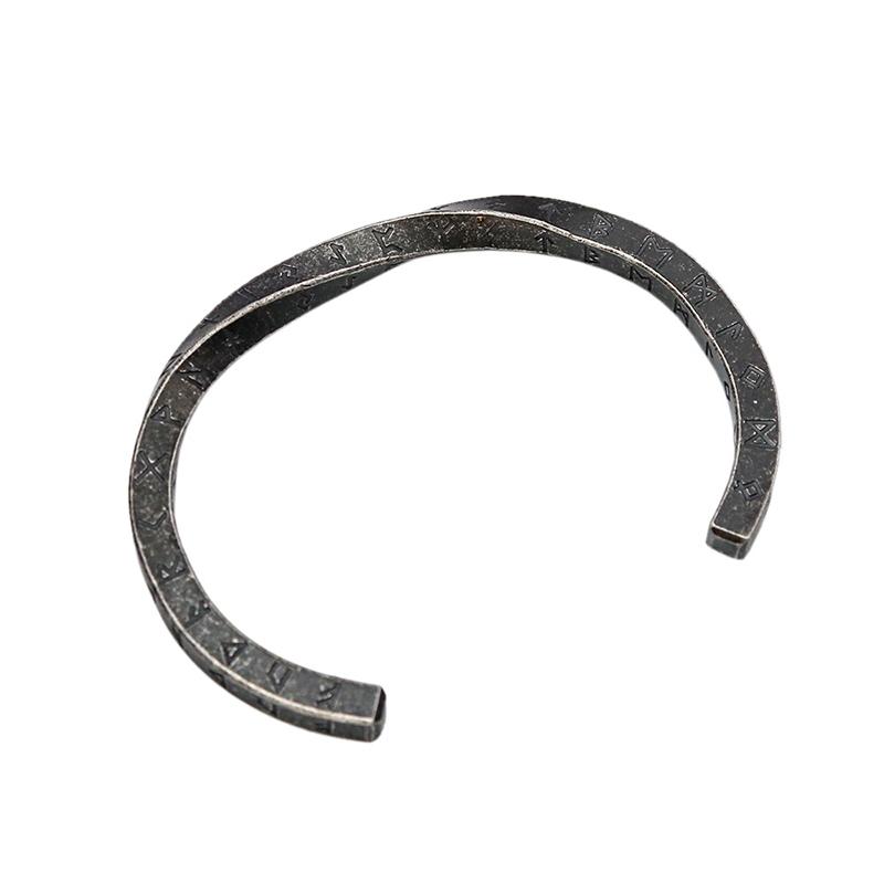 Trendy Simple Nordic Letter Bracelet for Men Women Stainless Steel Adjustable Viking Rune Mobius Twist Cuff Bangles Jewelry Gift