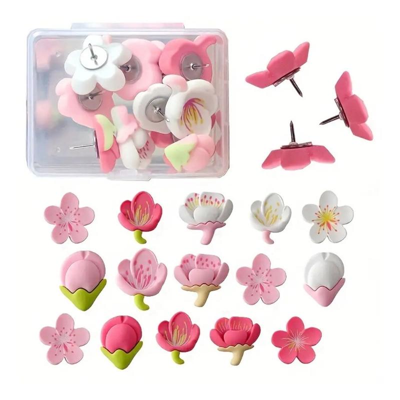 

24Pcs Flower Head Push Pins Cork Notice Board Pushpin Decorative Thumb Tacks Map Pins for Displaying Picture Note 1