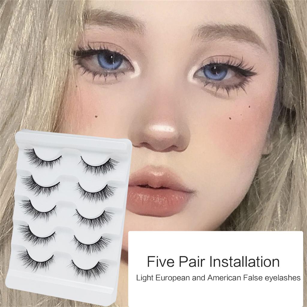 Fox-Eye False Eyelashes Wispy Cat-Eye Faux Mink Lashes 5 Pairs Natural 8D Fluffy Volume Fake-Eyelashes Multipacks Gifts