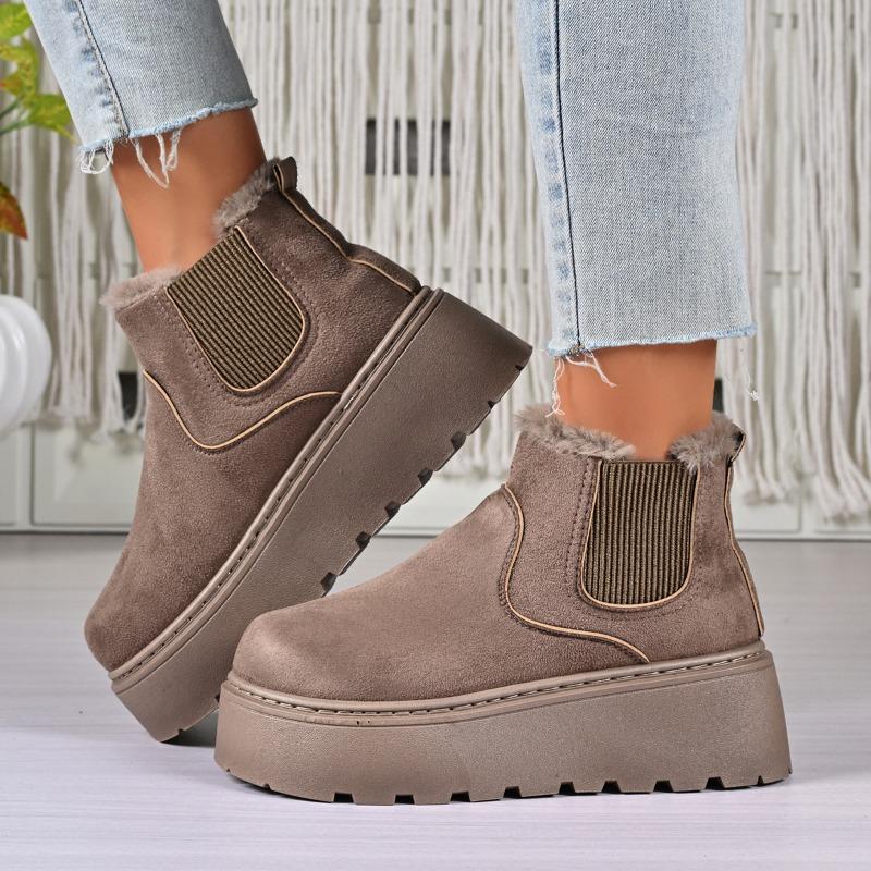 Nowe bawełniane buty na grubej podeszwie dla kobiet, ocieplane i z polaru, modne i para śniegowców