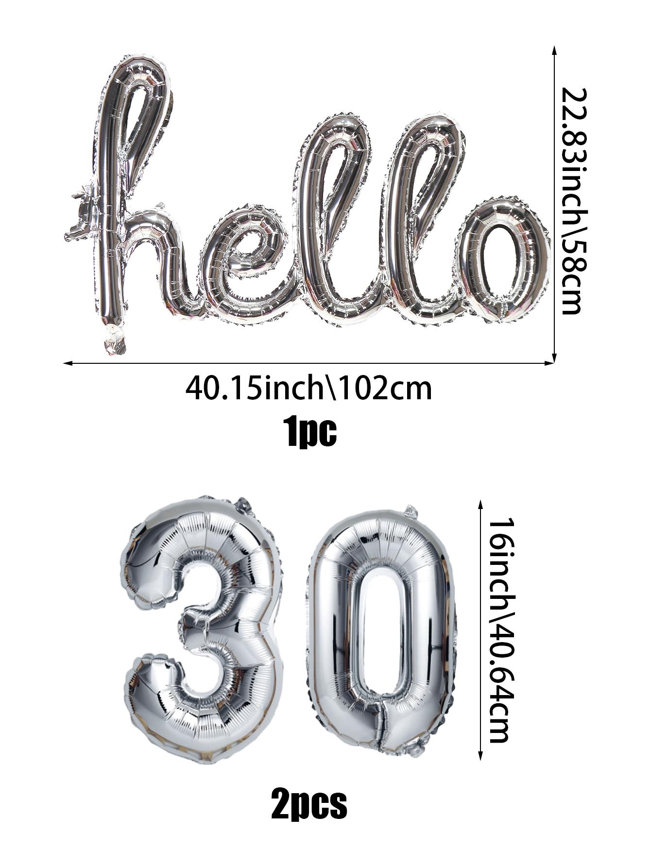 

3 шт. серебристых металлических алюминиевых фольгированных шара Hello, с Новым годом 2025, подходят для украшения дня рождения, новогодних праздников Other