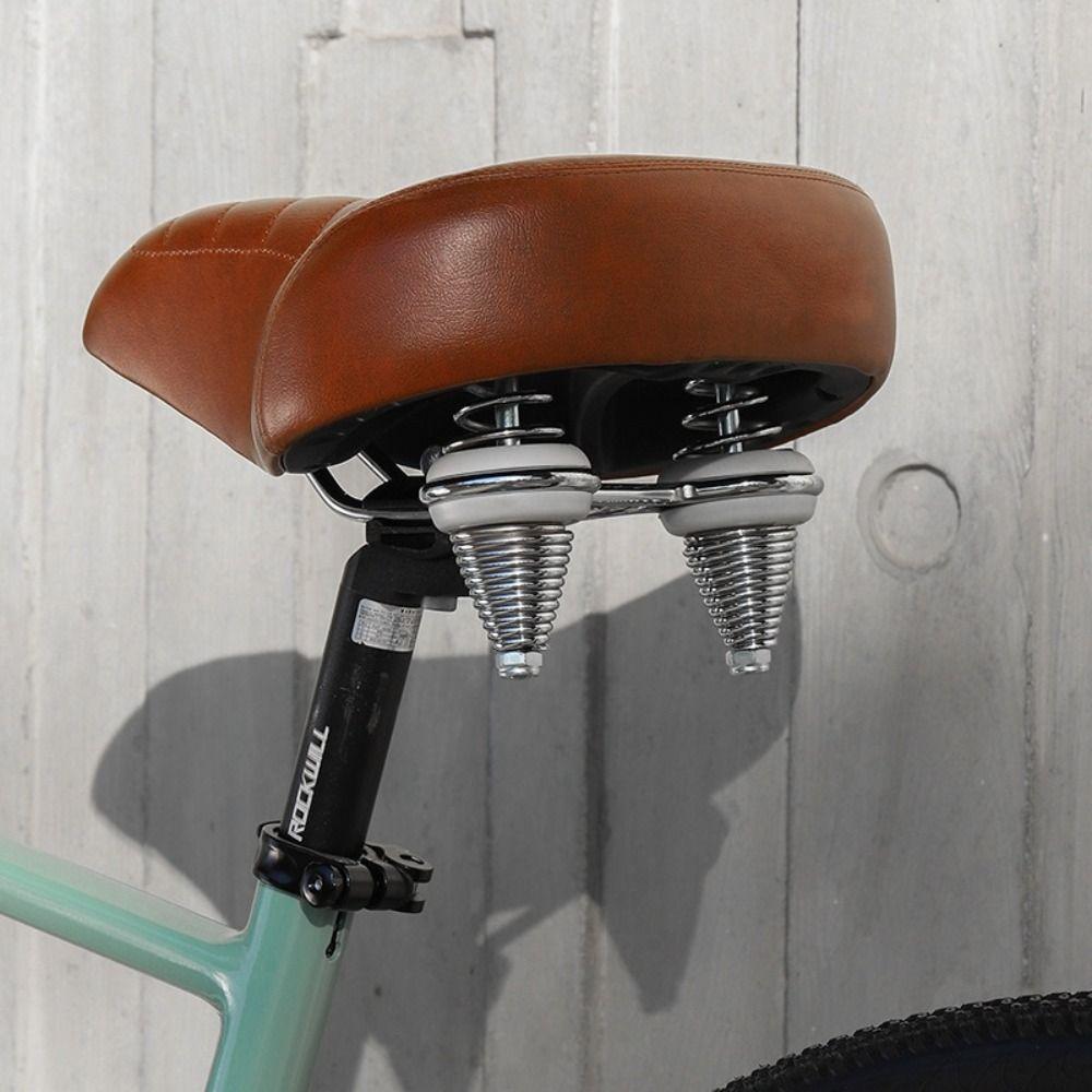 MTB Spring Bicycle Seat Cushion Leather Retro Mountain Bike Seat Bicycle Saddle  Replacement