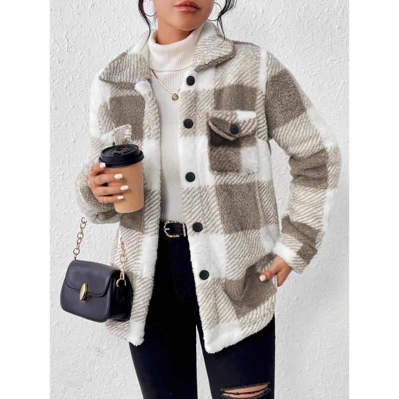 Giacca Invernale in Pile Peluche da Donna, Cappotto ad Alta Elasticità, Lavabile in Lavatrice, Collezione Eleganza Ispirata al Medio Oriente per Autunno e Inverno