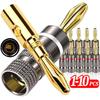 1-10Pcs No Solder Banana Plug 4mm Quick Wire Connect Gold-plated Metal Banana Connectors Plugs for Speaker Cables Amplifiers