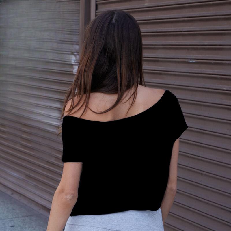 European and American Digital Printed Summer Fashion Personality Short Style Crop Top with Exposed Navel and One Shoulder T-shirt Top