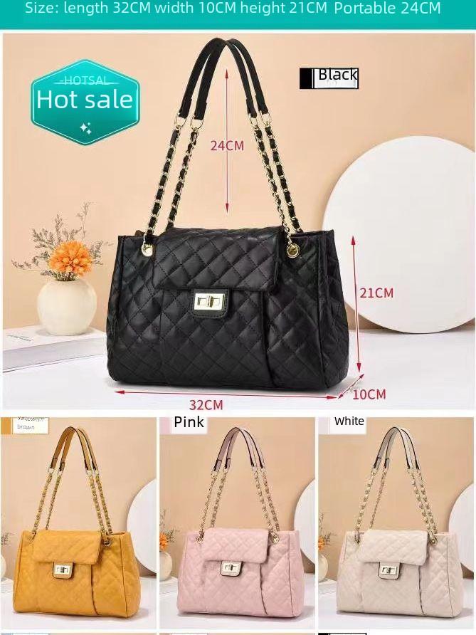 Stylish High-end Women's Bucket Bag Spacious Versatile Shoulder Crossbody Bag With Chain And Lock Design