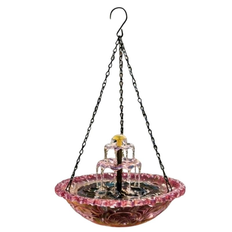 Cascading Hanging Bird Bath Fountain Solar Hanging Bird Feeder With Waterfall Effect For Backyard And Garden