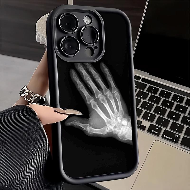 Phone Case for iPhone 17 Air 16E 15 16 Pro Max Funny X-Ray Hand Bones Cover 14 Plus 13 12 Mini Soft Shell Silicone Fundas