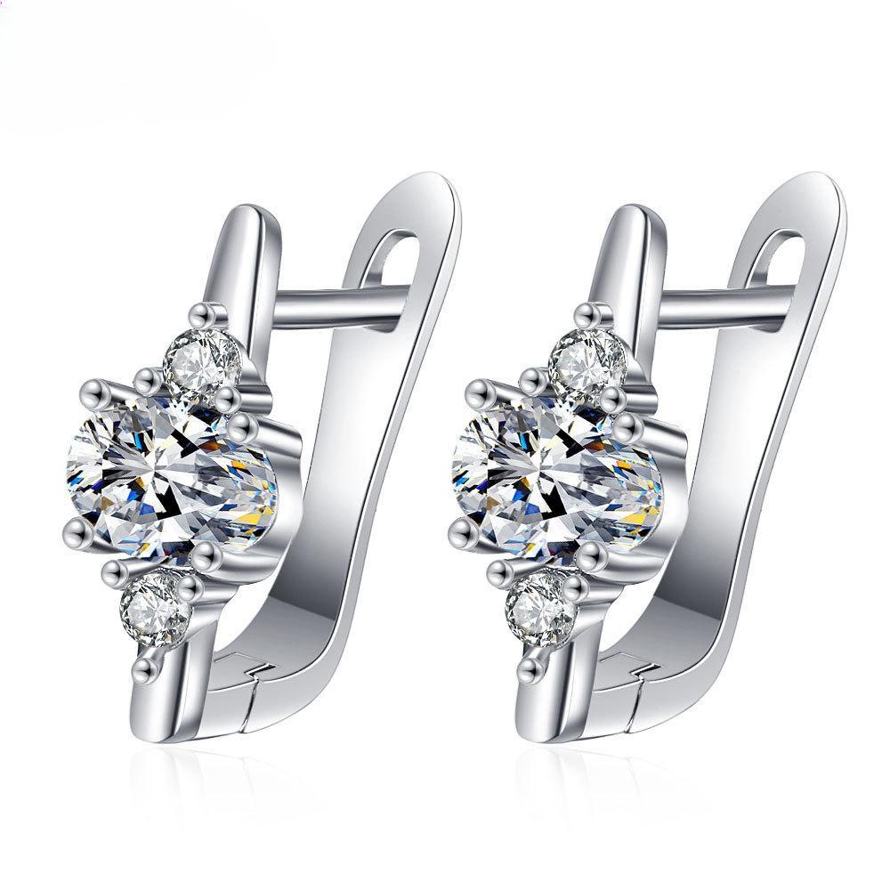 925 Sterling Silver Earrings for Women Round Zircon Earrings Sparkling Party Wedding Jewelry Gift Accessories