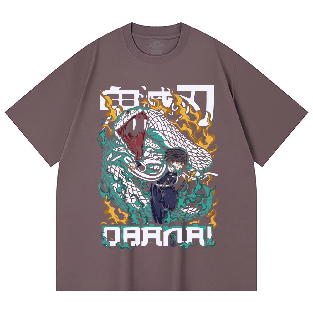 230 g/m² 100 % Baumwolle Demon Slayer V103 Obanai Druck Unisex Schweres Baumwoll-T-Shirt