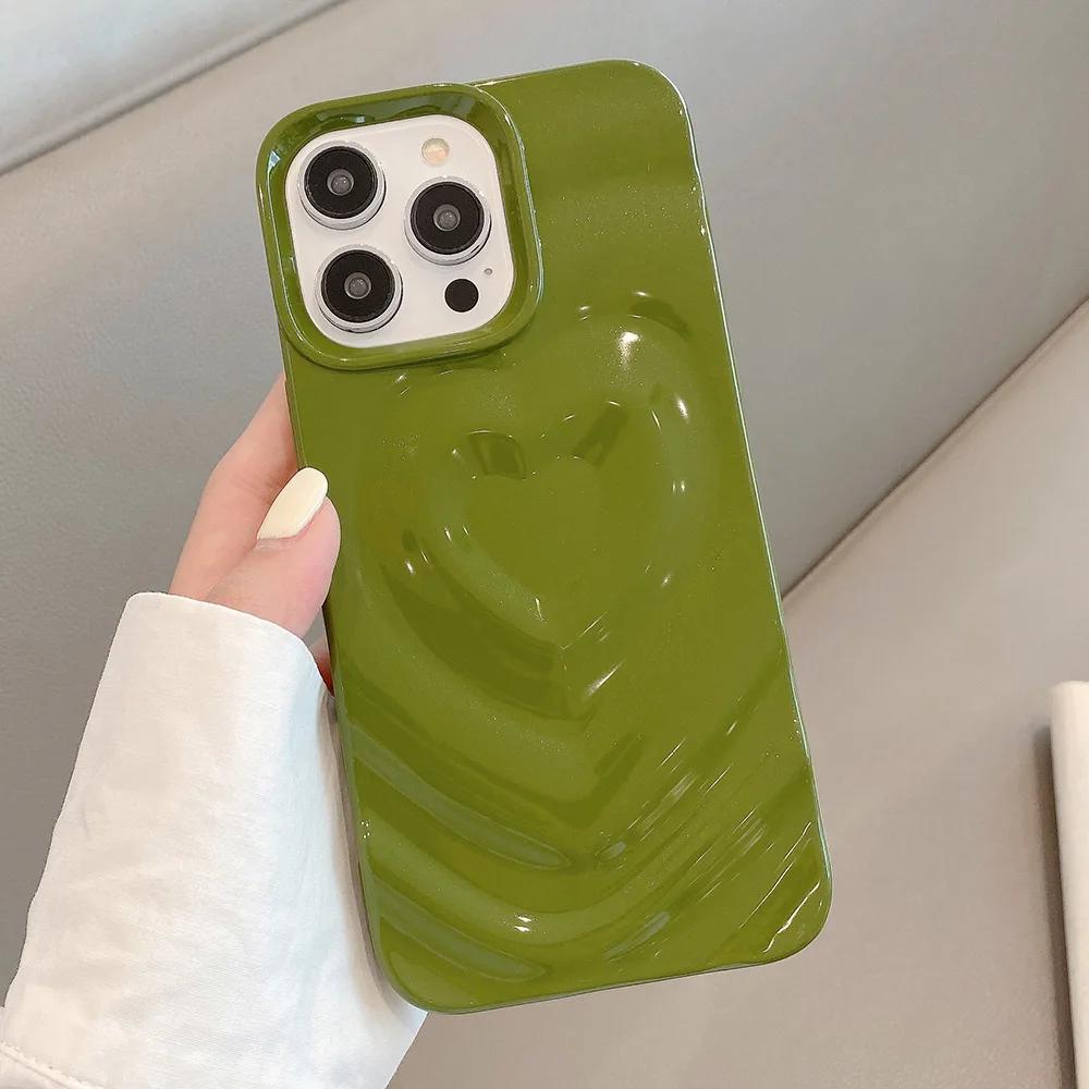 Bling Love Heart Pattern Phone Case For iPhone 16 16E 15 14 13 12 Pro Max 11 Luxury Smooth Shockproof Bumper Back Cover Coque