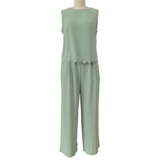 Damen 2-teilige Outfits Sommer Ärmellos Bindeband am Rücken Oberteil und Weite Beinhosen Sets Lässig Urlaubs Loungewear Passende Sets