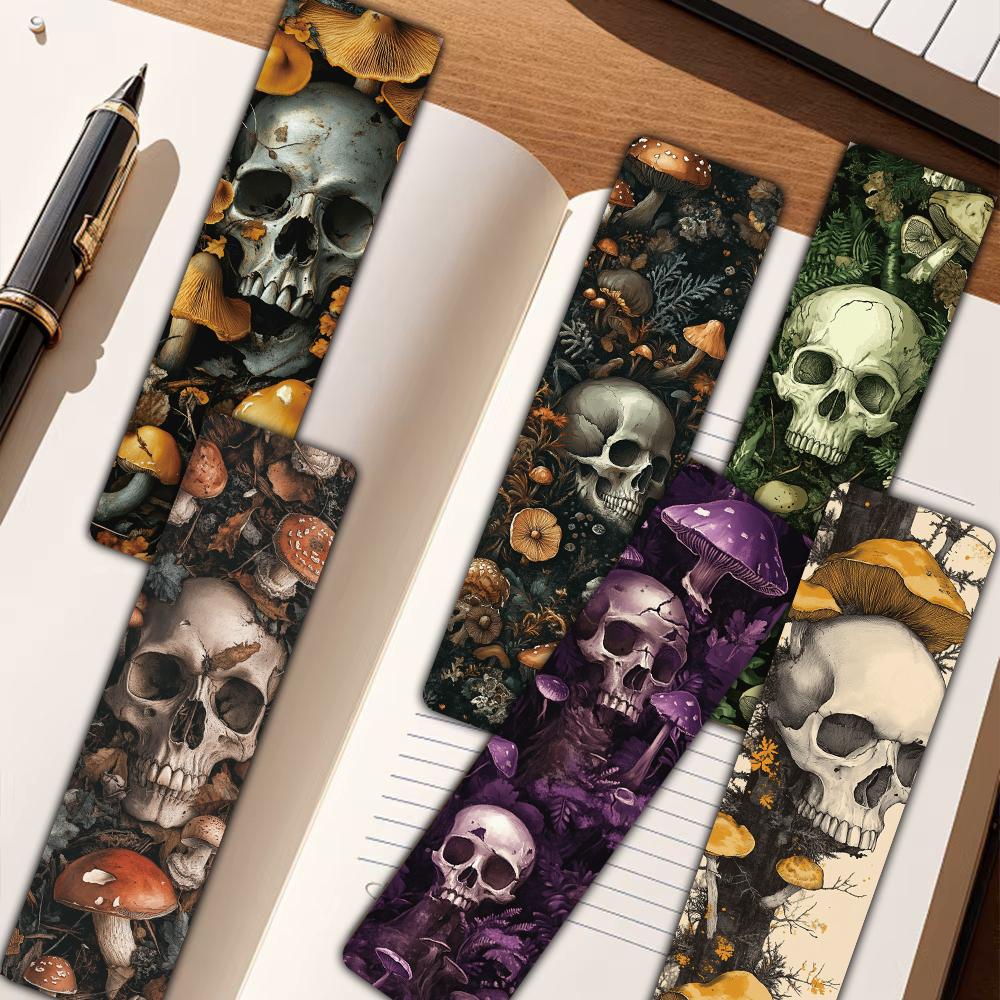30PCS Mushroom and Skull Bookmark Reading Book Stationary Graffiti Paper Office Scrapbooking Card Students DIY Creative Bookmark