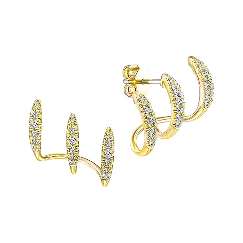 Comfortable Alloy Earrings Curved Three Prong Design In Two Classical Shades For Daily And Formal Event.