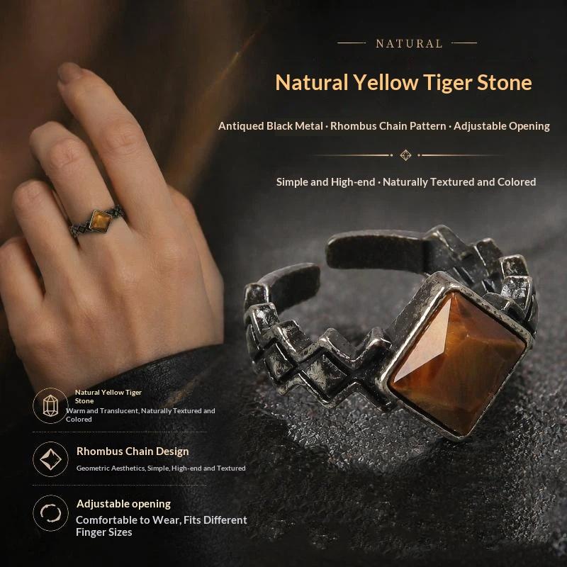 1Pcs Retro Crystal Ring Natural Stone Amethyst White Crystal Handmade Vintage Punk Finger Ring Jewelry Gift