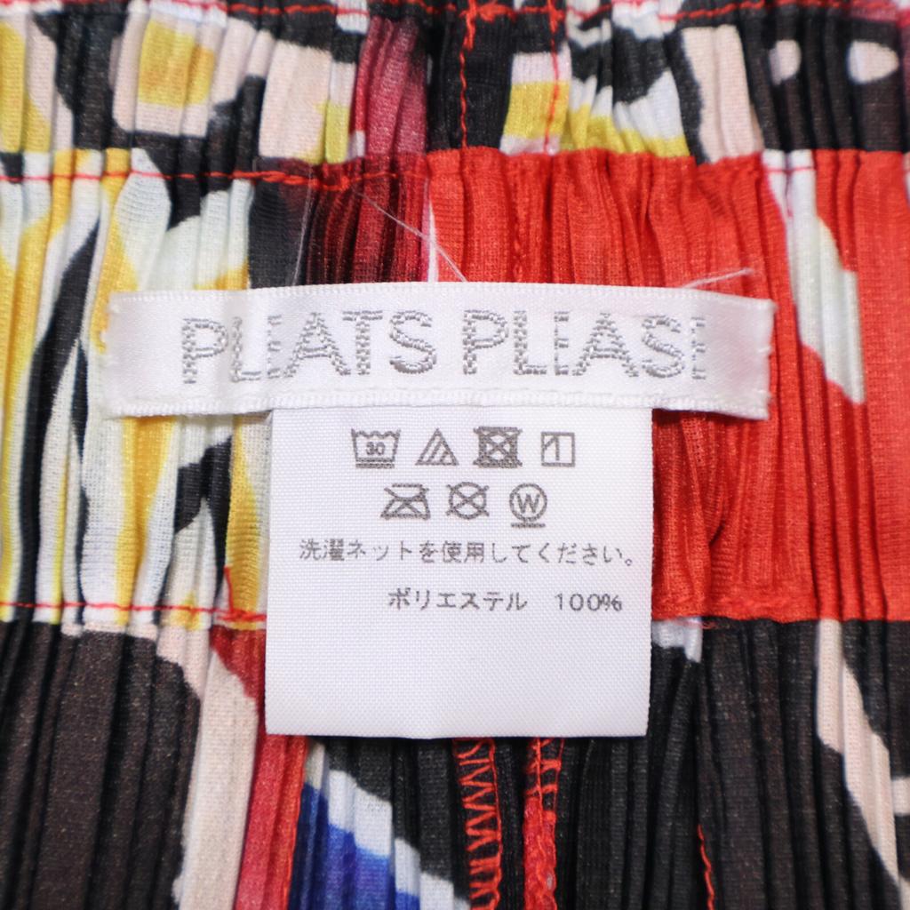 PLEATS PLEASE [Excellent Condition] PP91-JF653 Nebuta Festival Print Pleated Wide Pants Bottoms 3 Black / redUsed
