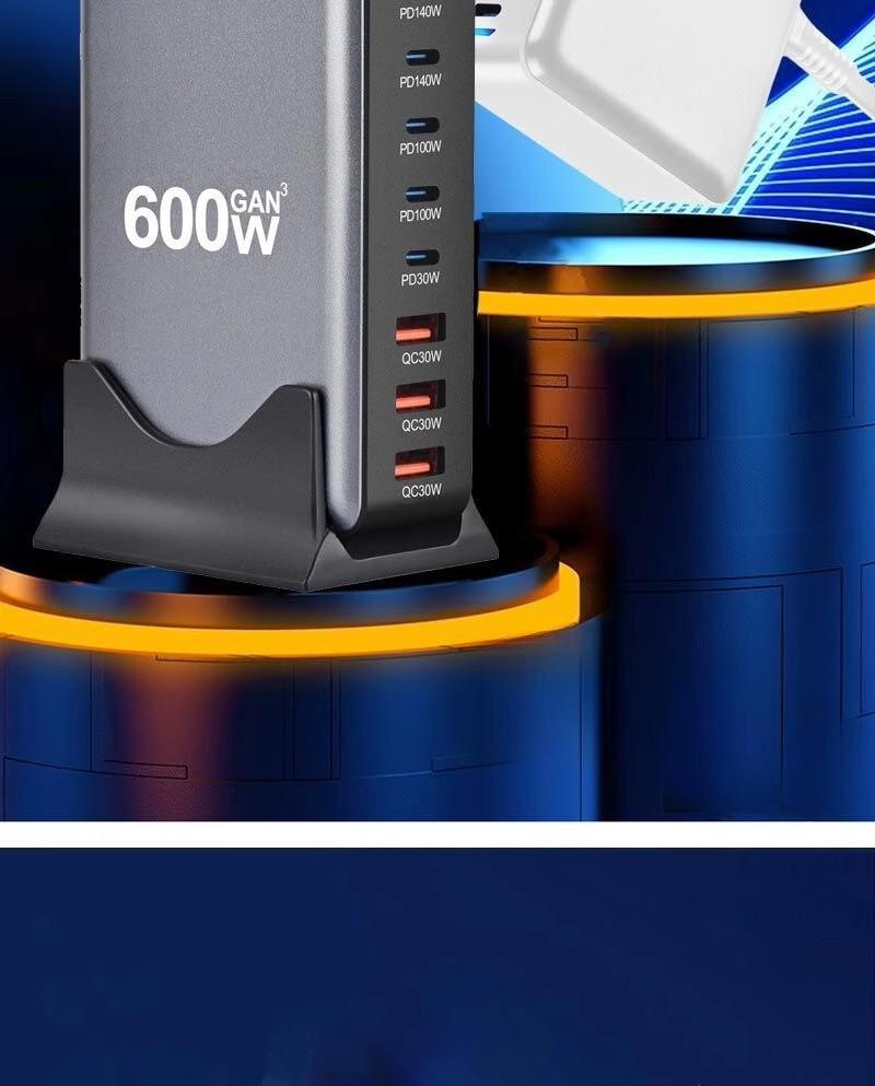 600W GaN PD Multi-Port Fast Charger for Desktops & Mobile Devices