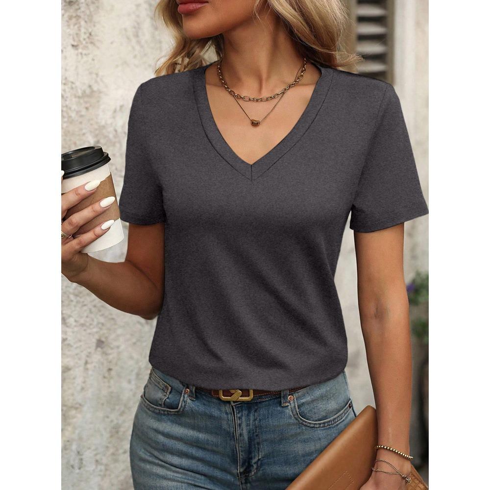 

Versatile Women s V-Neck T-Shirt - Short-Sleeve Loose-Fit, Soft Fabric for Yoga, Casual Walks & Daily Wear 4XL