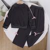 Girls' Casual Set 2025 Autumn Children's Fashion Sweet Bow Tie Patchwork Long-sleeved Sweatshirt Stylish Wide-leg Pants